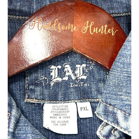 Live A Little LAL Women Blue Denim Jean Jacket Fitted Classic Sz PXL 1153E2 - Picture 10 of 11
